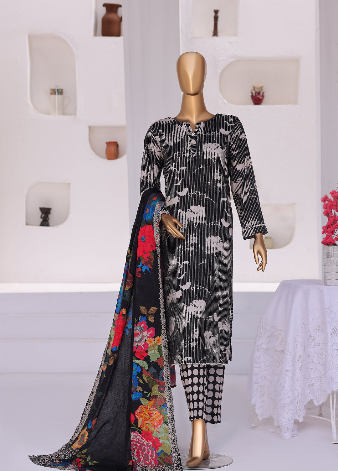 Hz Textiles Unstitched Printed Viscose Linen 3 Piece Suit HZ26ULW LW-5049 - Winter Collection