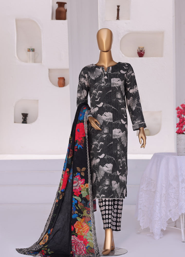 Hz Textiles Unstitched Printed Viscose Linen 3 Piece Suit HZ26ULW LW-5049 - Winter Collection