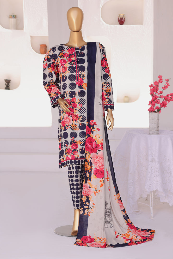 Hz Textiles Unstitched Printed Viscose Linen 3 Piece Suit HZ26ULW LW-5047 - Winter Collection