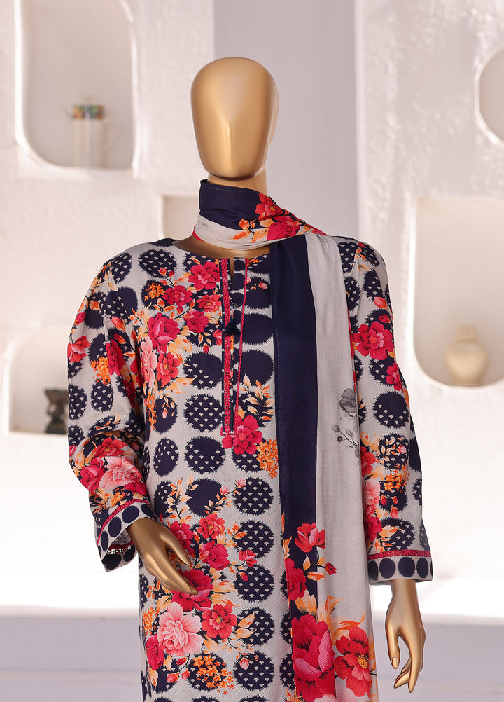 Hz Textiles Unstitched Printed Viscose Linen 3 Piece Suit HZ26ULW LW-5047 - Winter Collection