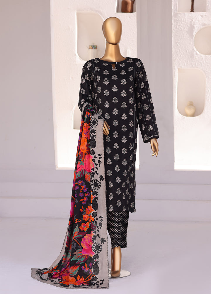 Hz Textiles Unstitched Printed Viscose Linen 3 Piece Suit HZ26ULW LW-5052 - Winter Collection