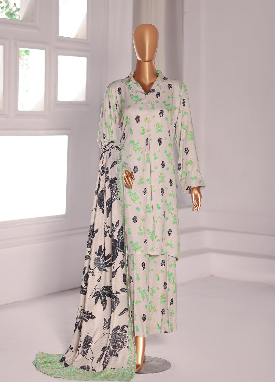 Hz Textiles Unstitched Printed Viscose Twill 3 Piece Suit HZ26UVT VT-5046 - Winter Collection