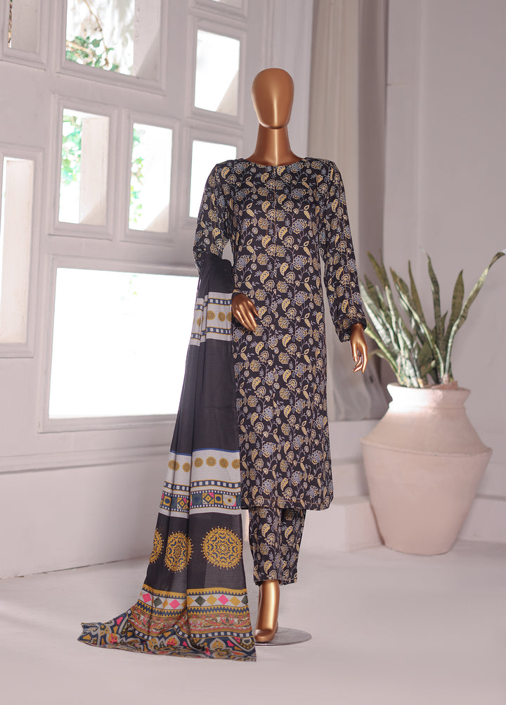Hz Textiles Unstitched Printed Viscose Twill 3 Piece Suit HZ26UVT VT-5042 - Winter Collection