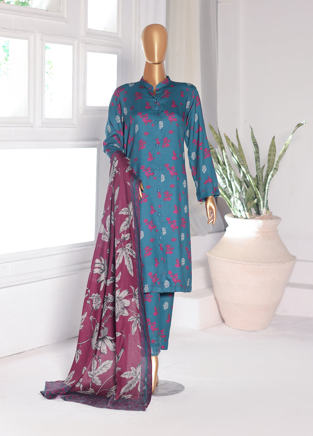 Hz Textiles Unstitched Printed Viscose Twill 3 Piece Suit HZ26UVT VT-5041 - Winter Collection