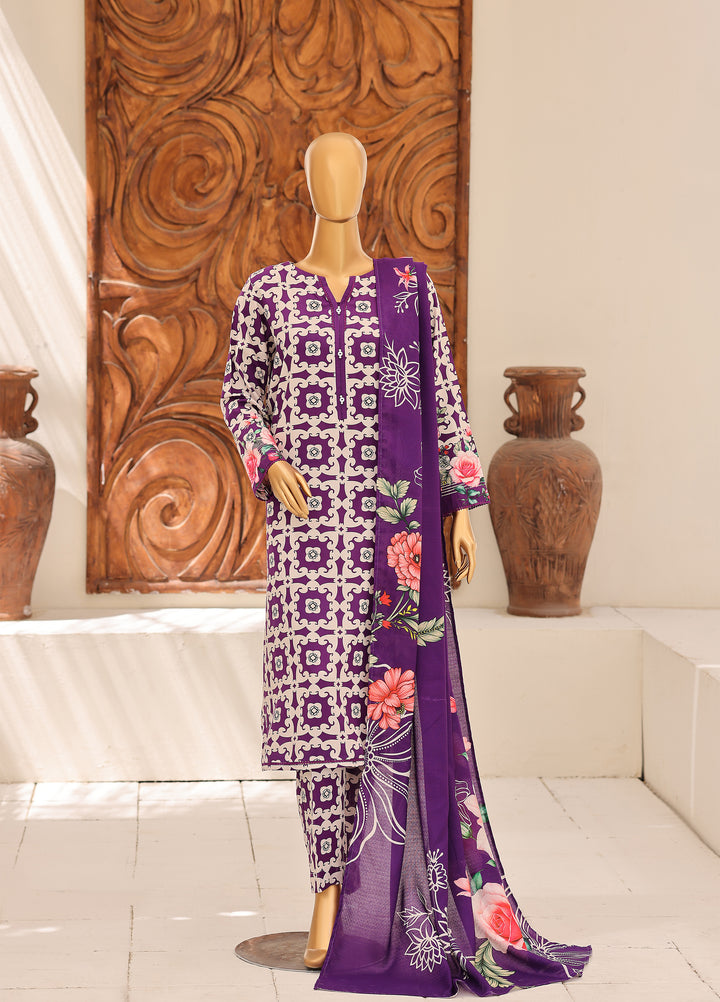 Hz Textiles Unstitched Printed Viscose Linen 3 Piece Suit HZ26ULW LW-5067 - Winter Collection