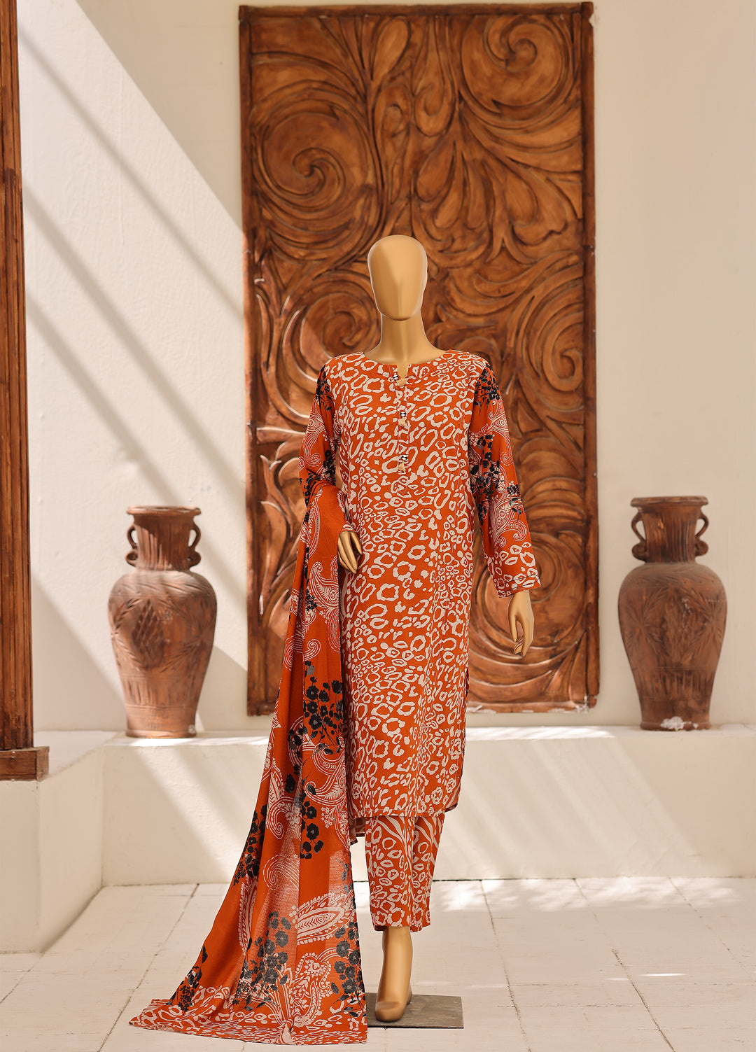 Hz Textiles Unstitched Printed Viscose Linen 3 Piece Suit HZ26ULW LW-5063 - Winter Collection