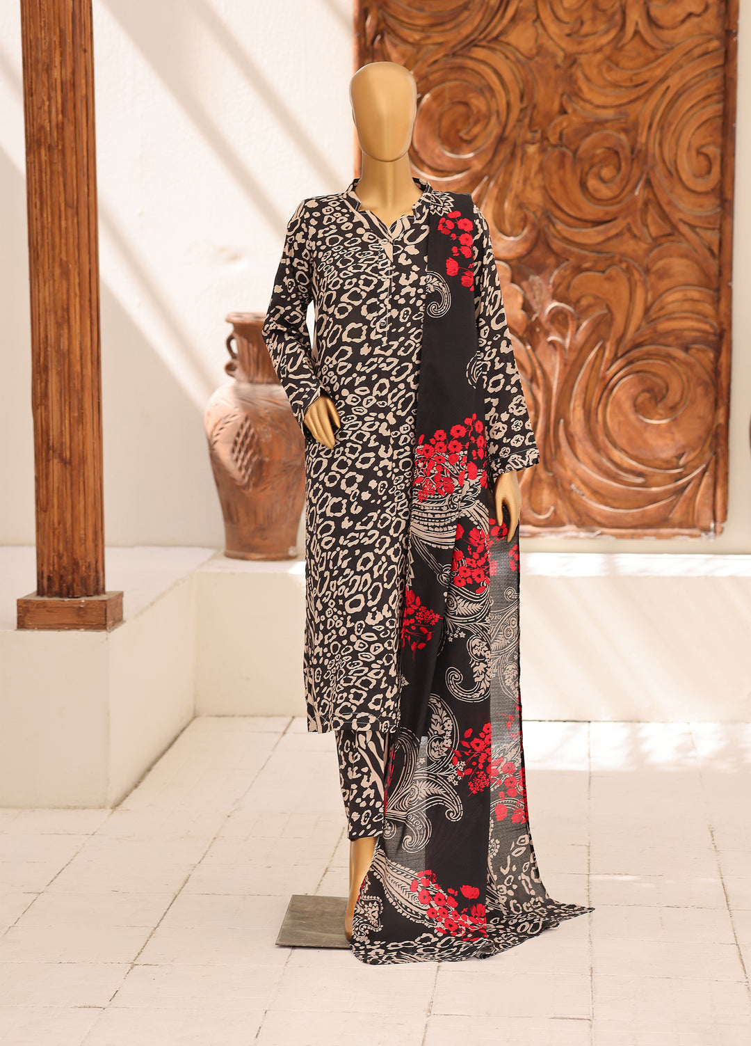 Hz Textiles Unstitched Printed Viscose Linen 3 Piece Suit HZ26ULW LW-5064 - Winter Collection