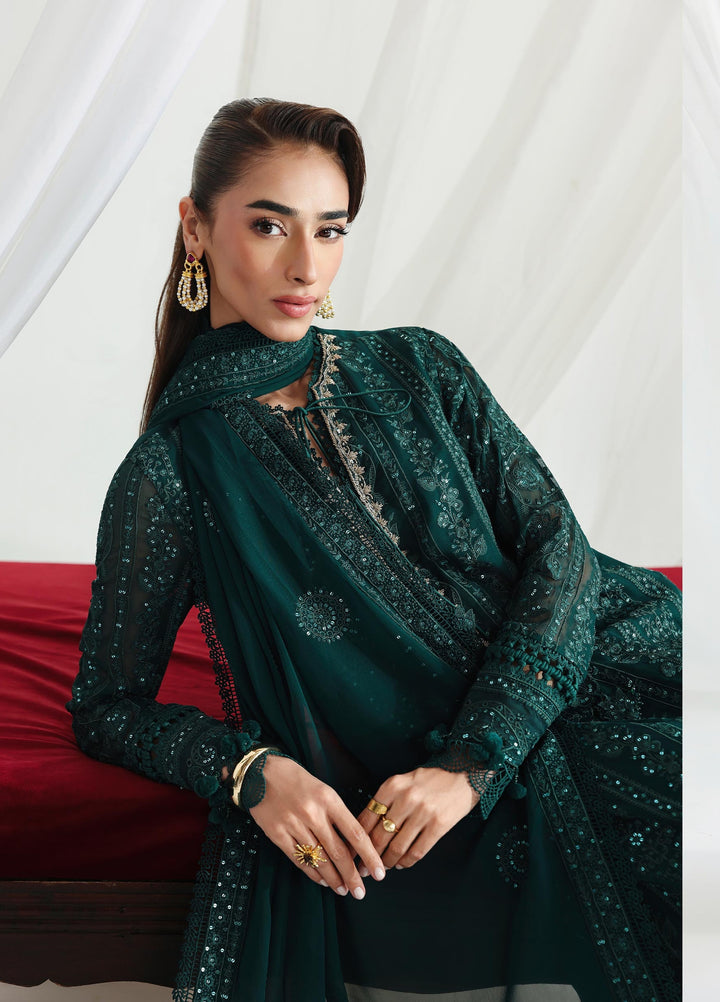 Qalamkar Unstitched Embroidered Chiffon 3 Piece Suit QLK26UCF Janaan QCC-05 - Festive Collection