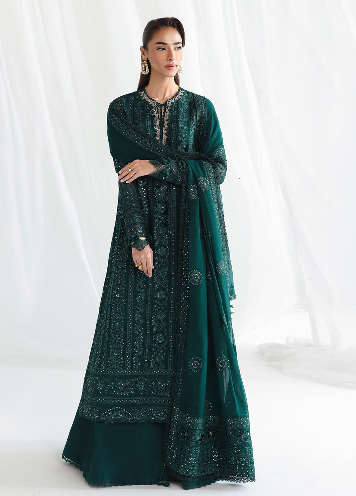Qalamkar Unstitched Embroidered Chiffon 3 Piece Suit QLK26UCF Janaan QCC-05 - Festive Collection