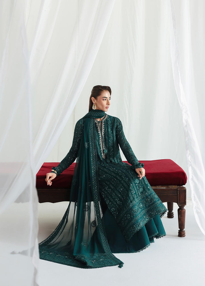 Qalamkar Unstitched Embroidered Chiffon 3 Piece Suit QLK26UCF Janaan QCC-05 - Festive Collection