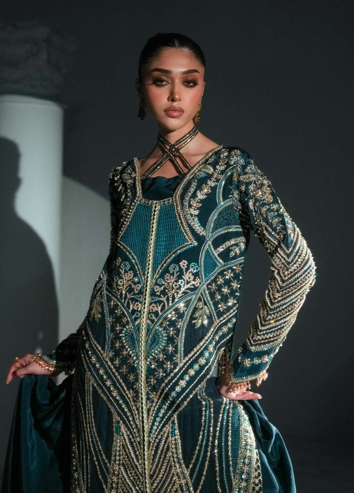 Elyse by Zariya Unstitched Embroidered Silk 3 Piece Suit ZA26UEW Tealara ZSU-6308 - Wedding Collection