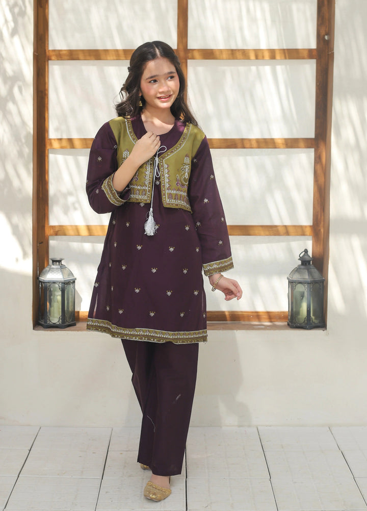 Khanak Girls RTW Embroidered Cotton 2 Piece Suit KST-136 - Casual Collection