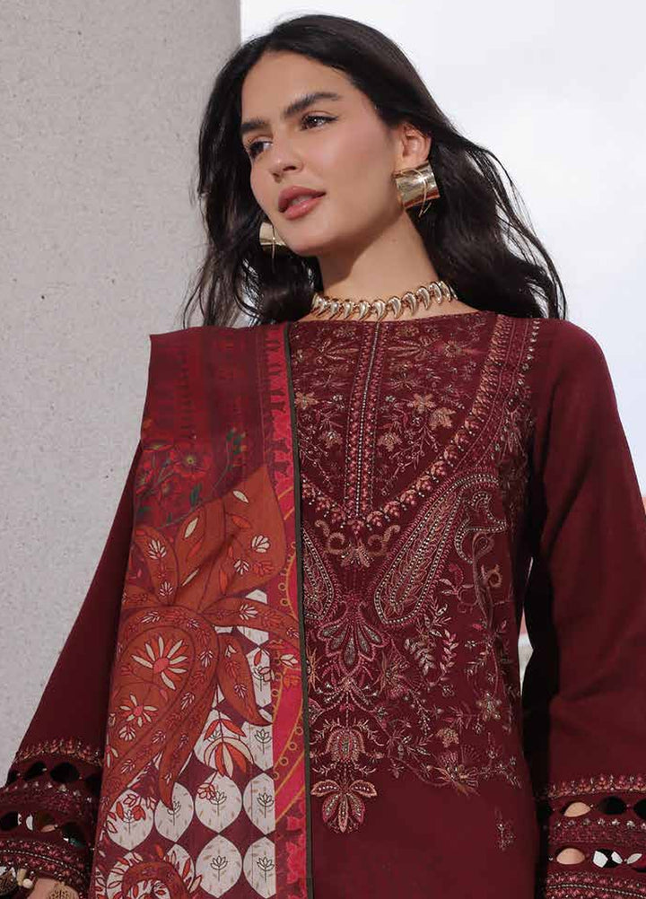 Poshima by Charizma Unstitched Embroidered Leather Peach 3 Piece Suit CHR26UPL PSW6-18 - Winter Collection