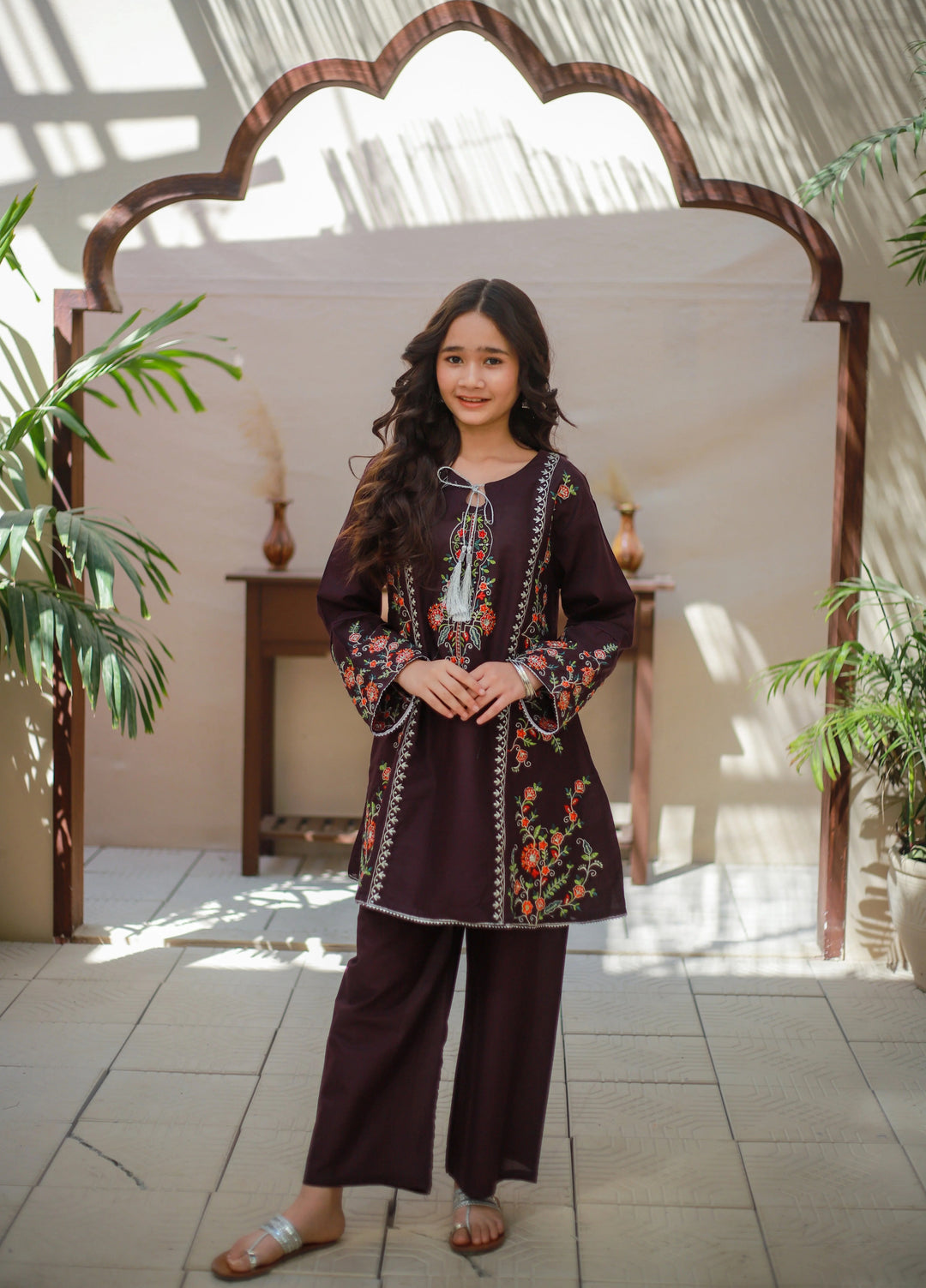 Khanak Girls RTW Embroidered Cotton 2 Piece Suit KST-171 - Casual Collection