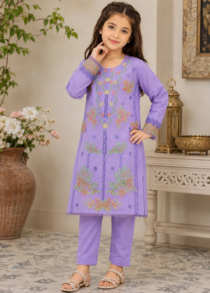 Khanak Girls RTW Embroidered Cotton 2 Piece Suit KST-214 - Casual Collection