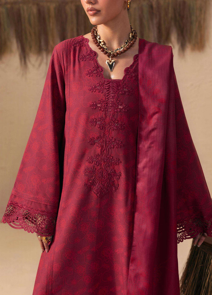Q prints by Qalamkar Unstitched Embroidered Slub Linen 3 Piece Suit QLK26ULQ Arina QPW-07B - Winter Collection