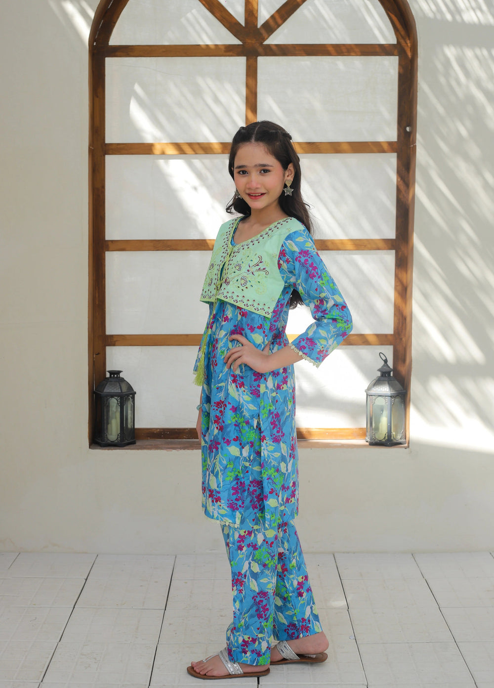 Khanak Girls RTW Embroidered Cotton 2 Piece Suit KST-137 - Casual Collection