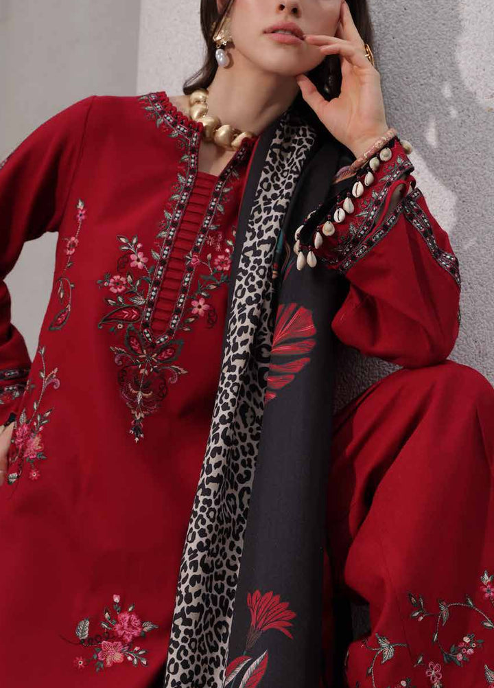 Poshima by Charizma Unstitched Embroidered Leather Peach 3 Piece Suit CHR26UPL PSW6-20 - Winter Collection