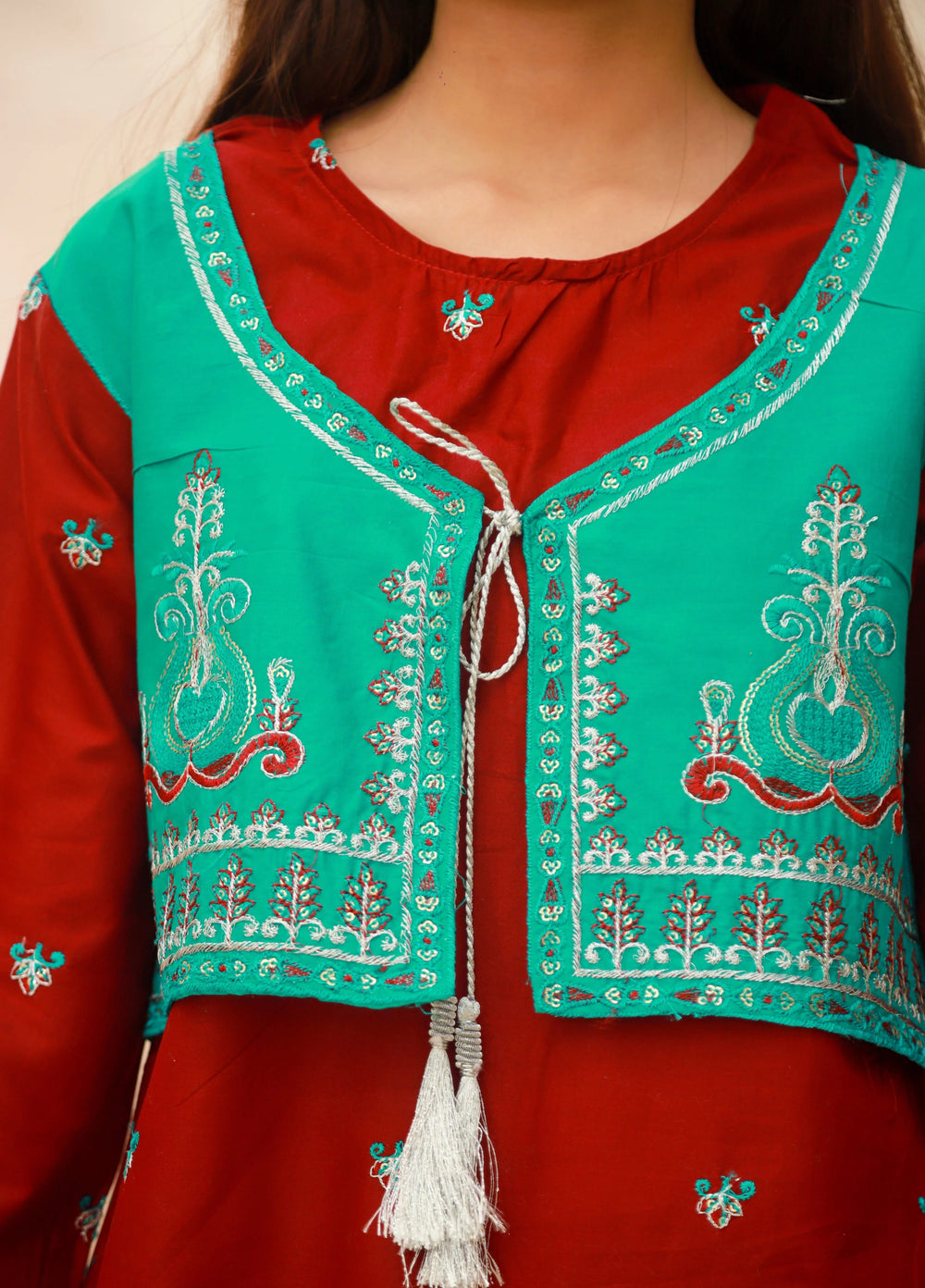Khanak Girls RTW Embroidered Cotton 2 Piece Suit KST-155 - Casual Collection