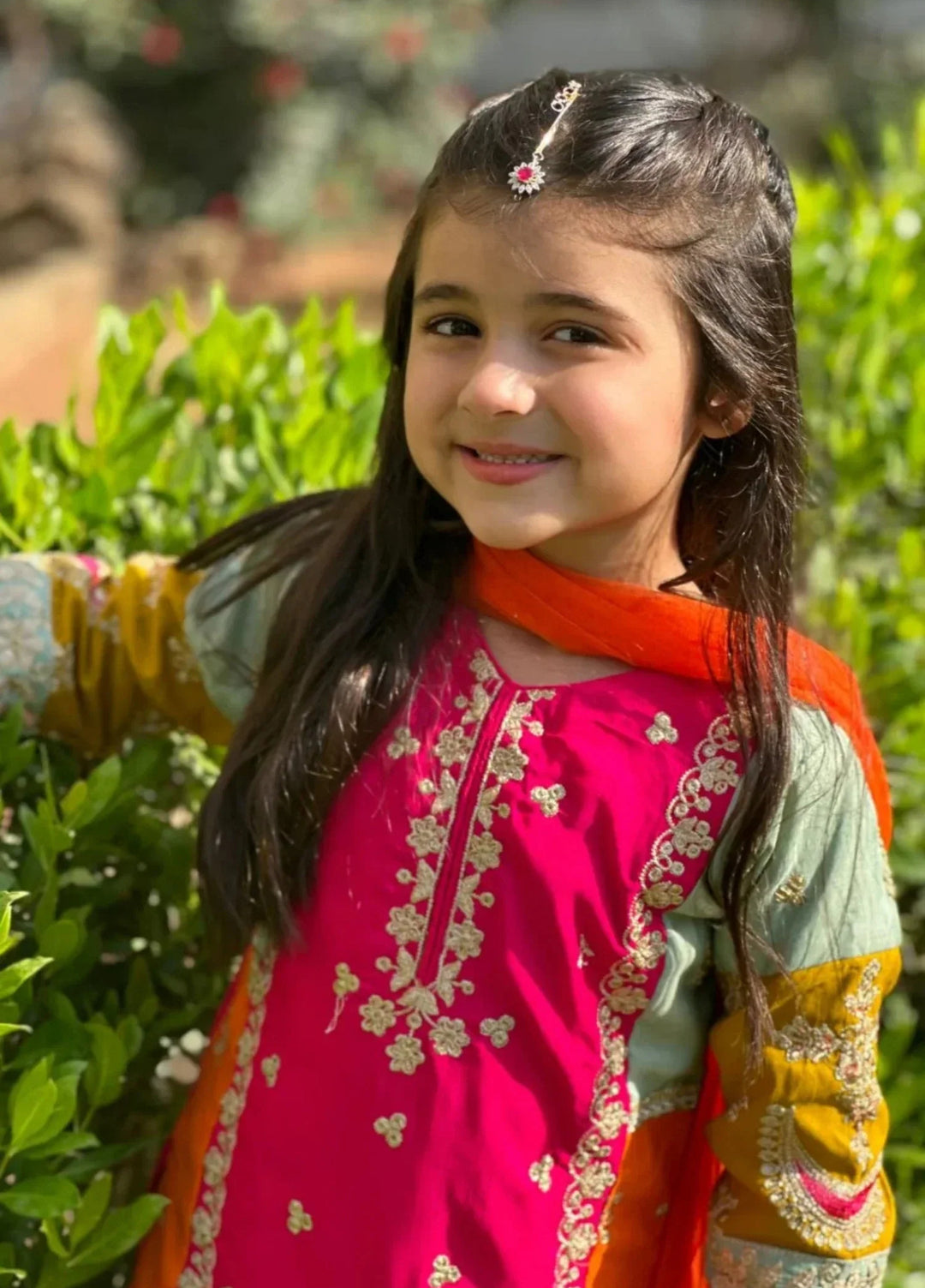 Khanak Girls RTW Embroidered Raw Silk 3 Piece Suit KG-13 - Festive Collection
