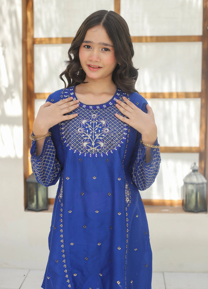 Khanak Girls RTW Embroidered Cotton 2 Piece Suit KST-141 - Casual Collection