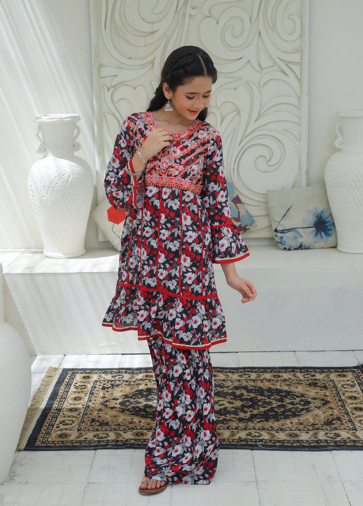 Khanak Girls RTW Embroidered Cotton 2 Piece Suit KST-192 - Casual Collection