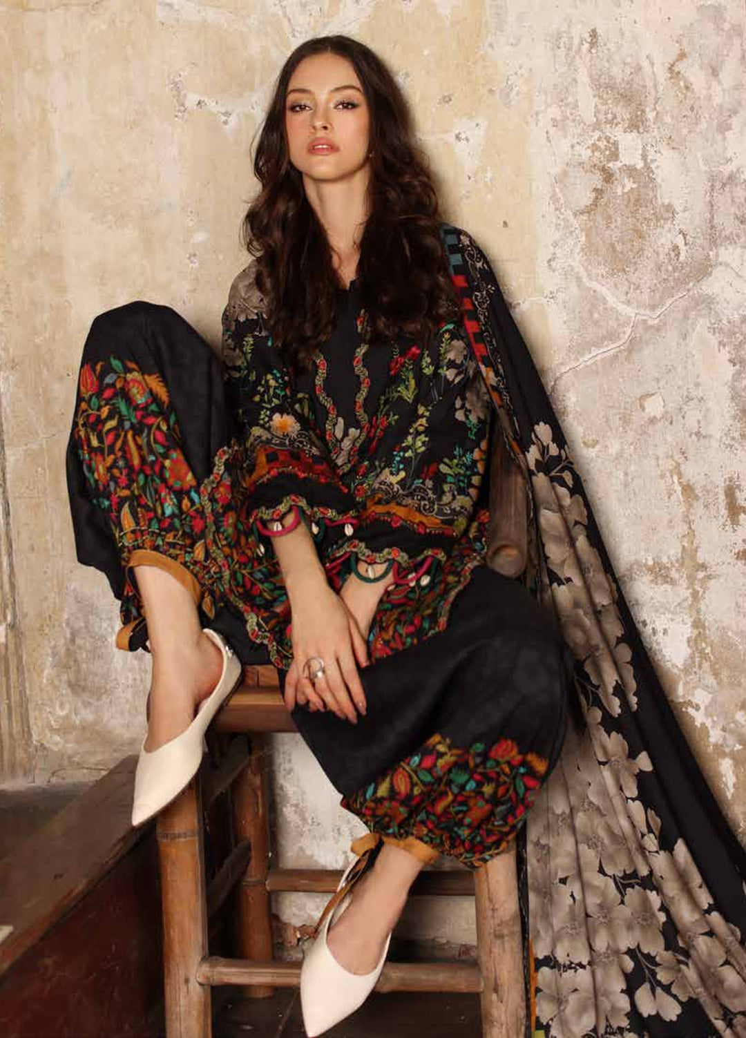 Combination by Charizma Unstitched Embroidered Linen 3 Piece Suit CHR26UCL CCW7-01 - Casual Collection