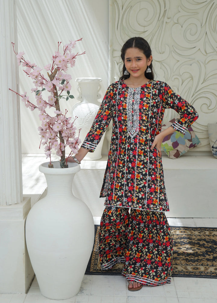 Khanak Girls RTW Embroidered Cotton 2 Piece Suit KST-193 - Casual Collection