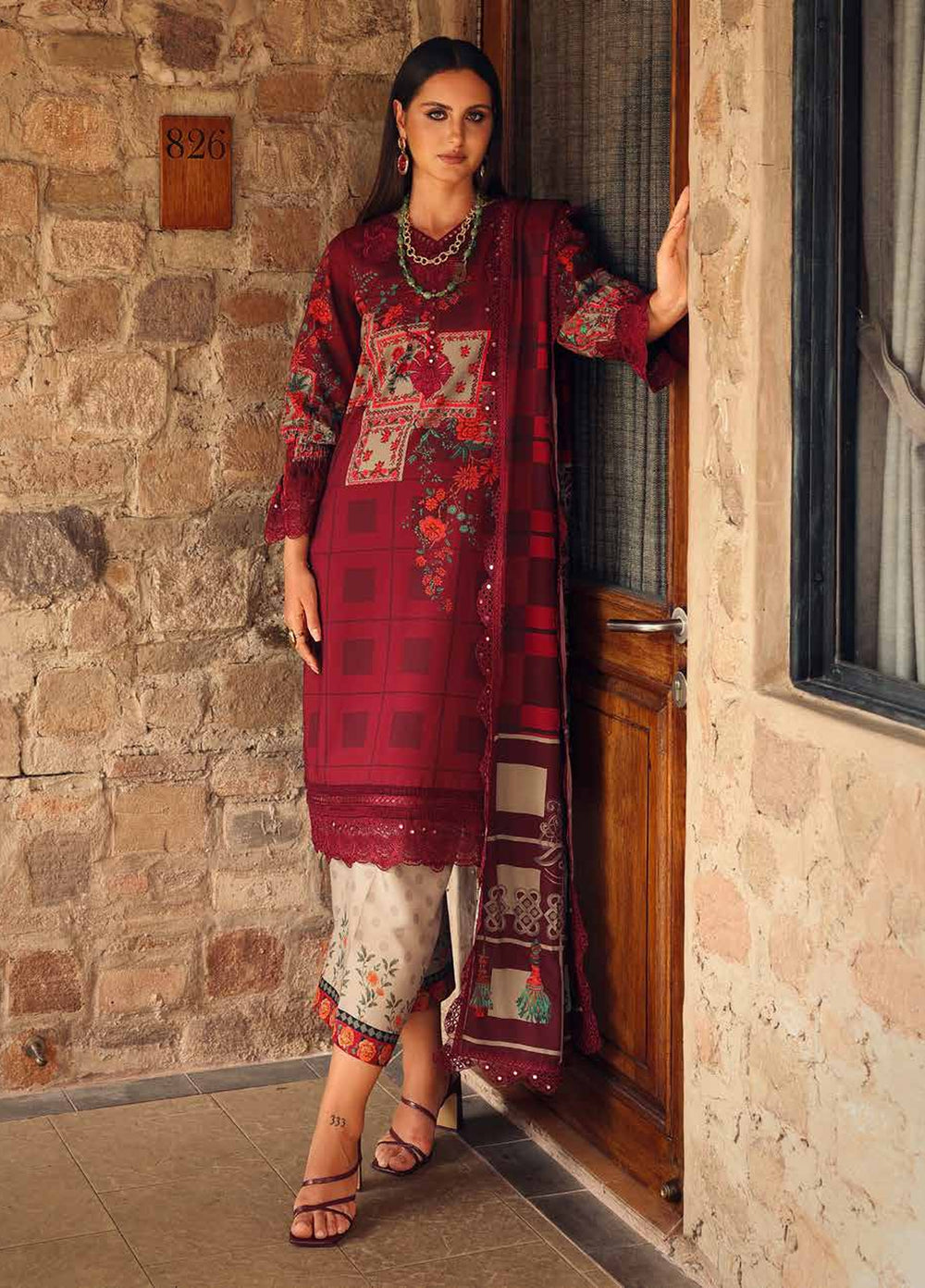 Combination by Charizma Unstitched Embroidered Linen 3 Piece Suit CHR26UCL CCW7-06 - Casual Collection