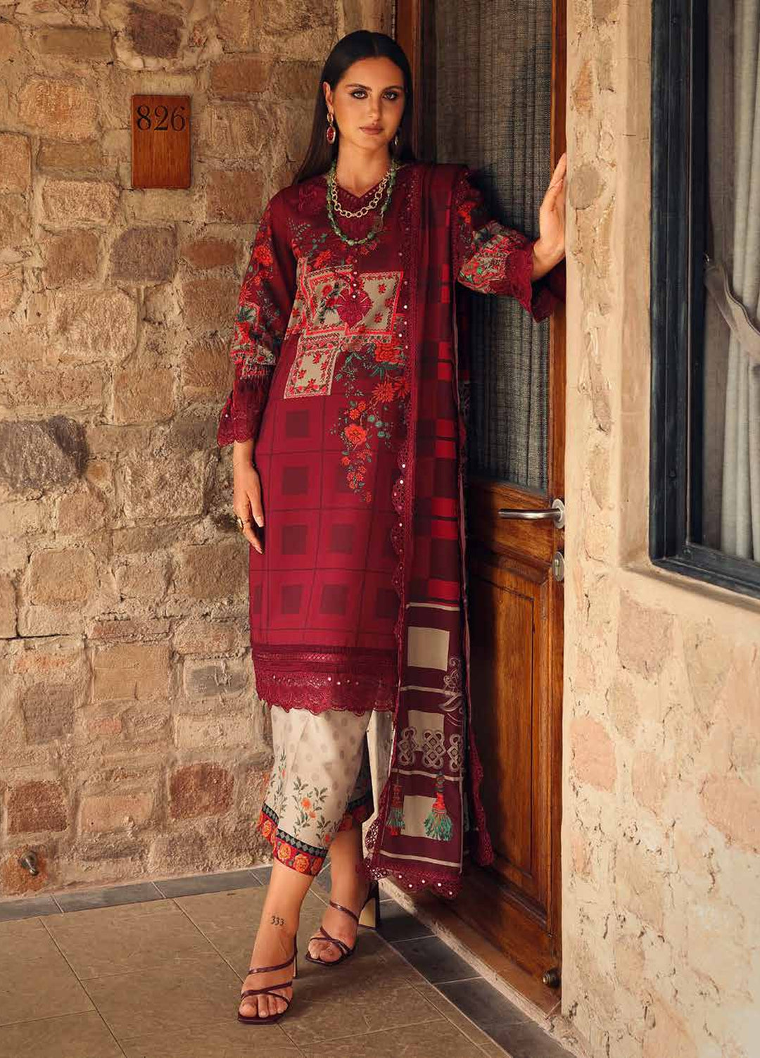 Combination by Charizma Unstitched Embroidered Linen 3 Piece Suit CHR26UCL CCW7-06 - Casual Collection