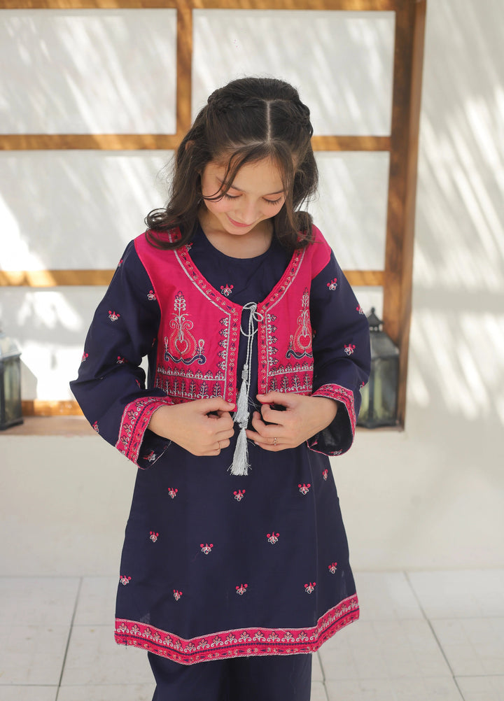 Khanak Girls RTW Embroidered Cotton 2 Piece Suit KST-135 - Casual Collection