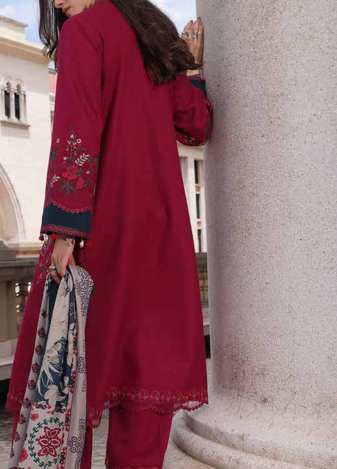 Poshima by Charizma Unstitched Embroidered Leather Peach 3 Piece Suit CHR26UPL PSW6-23 - Winter Collection
