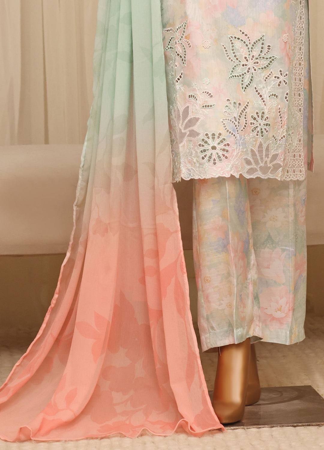 Majestic by HZ Textiles RTW Embroidered Raw Silk 3 Piece Suit HZ26RSM Seafoam XRPE-3P-003 - Casual Collection