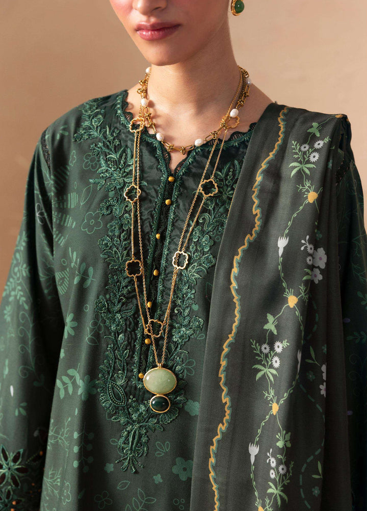 Q prints by Qalamkar Unstitched Embroidered Slub Linen 3 Piece Suit QLK26ULQ Elaris QPW-04B - Winter Collection