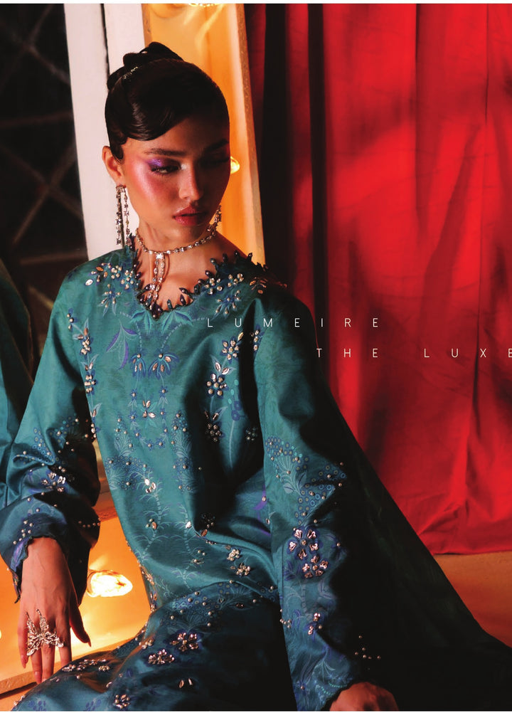 Luxe by Rang Rasiya Unstitched Printed Raw Silk 3 Piece Suit RR26ULS Lumeire - Festive Collection