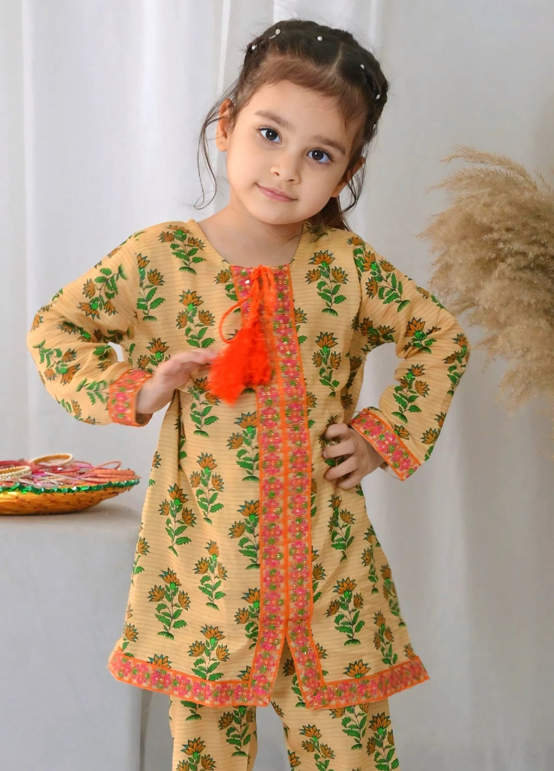 Khanak Girls RTW Embroidered Cotton 2 Piece Suit KST-65 - Casual Collection