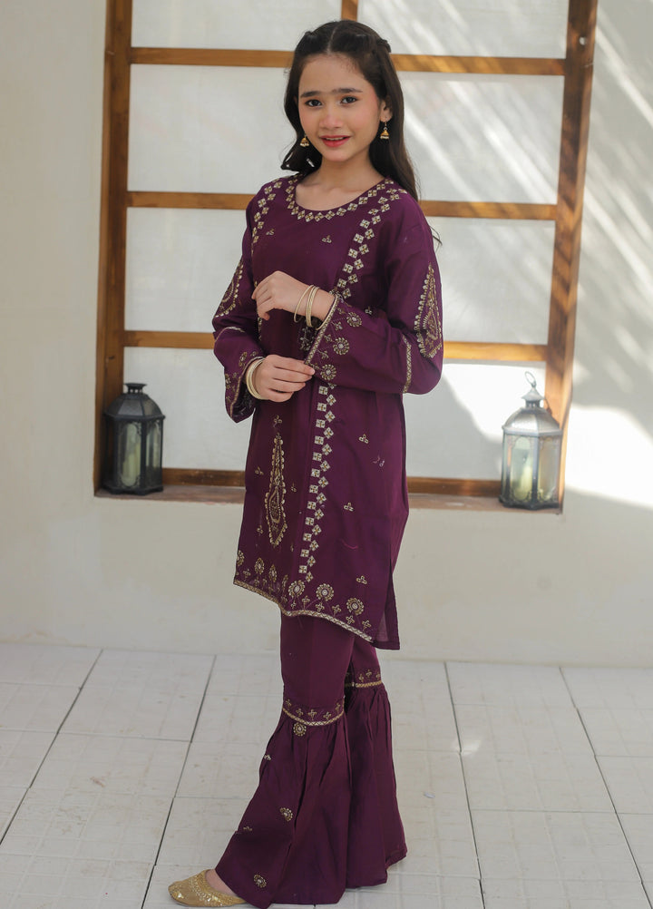 Khanak Girls RTW Embroidered Cotton 2 Piece Suit KST-142 - Casual Collection