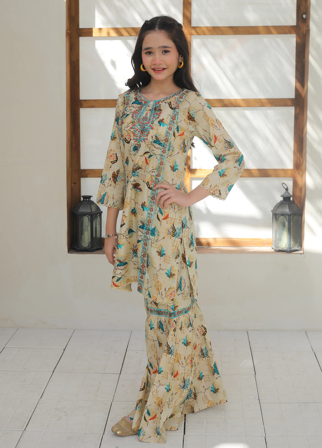 Khanak Girls RTW Embroidered Cotton 2 Piece Suit KST-148 - Casual Collection