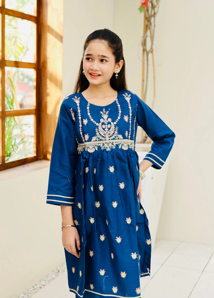 Khanak Girls RTW Embroidered Cotton 2 Piece Suit KST-114 - Casual Collection