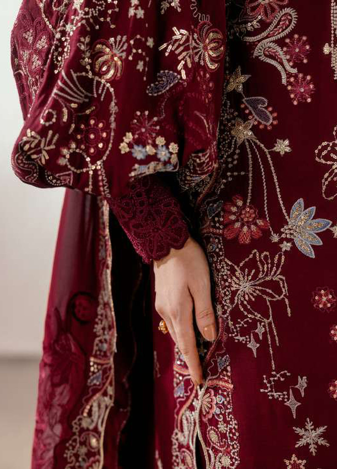 Luxe Silk by Florent Unstitched Embroidered Raw Silk 3 Piece Suit FL26ULS Elan - Festive Collection