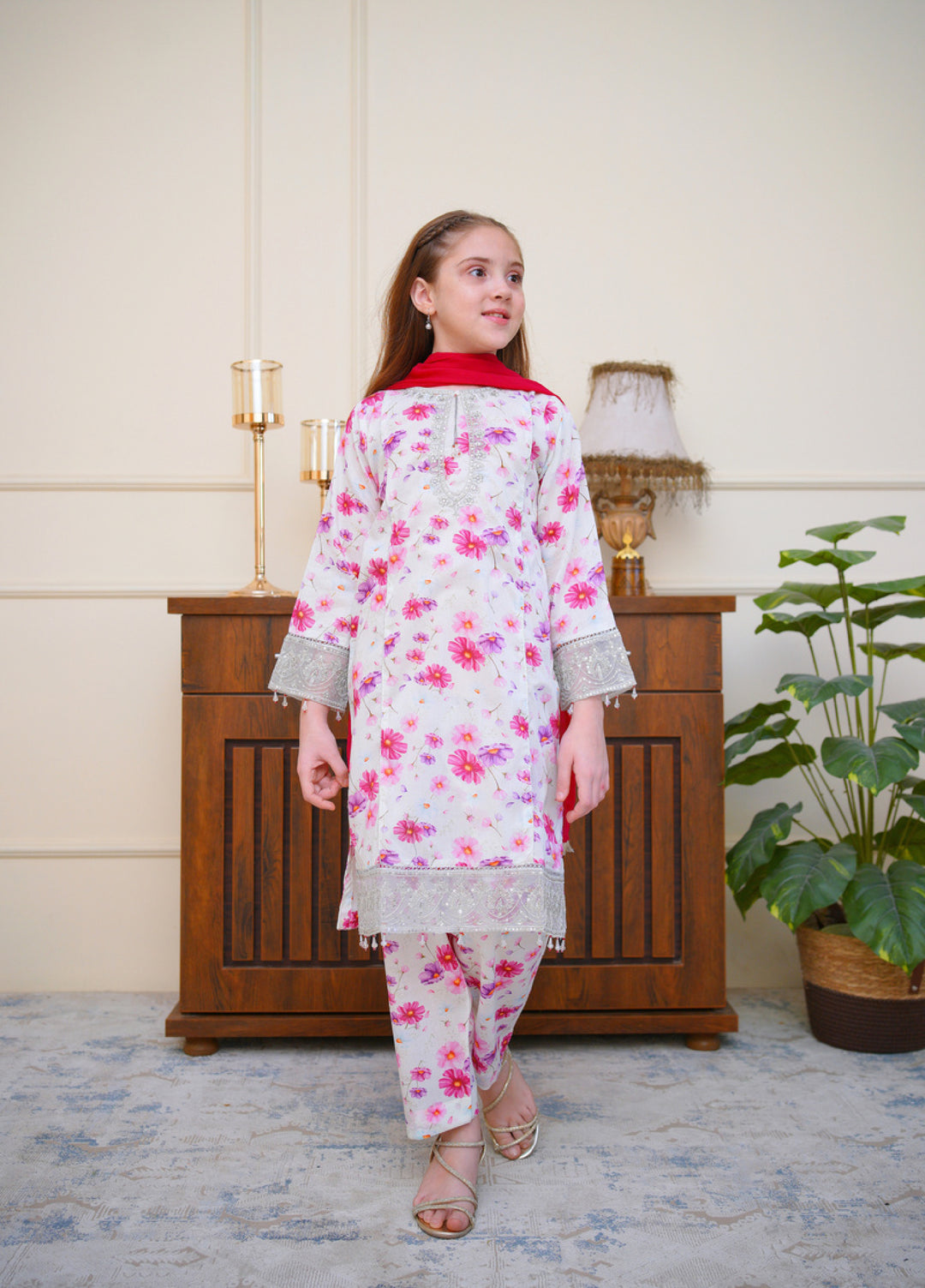 Shanzey Girls RTW Embroidered Lawn 3 Piece Suit SZ26PL SHK-6806 - Casual Collection