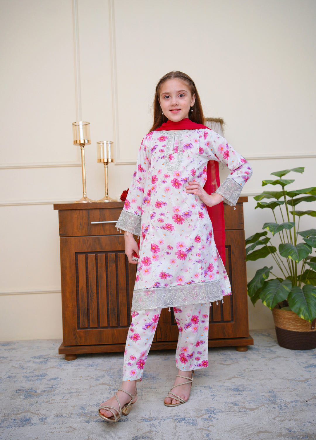 Shanzey Girls RTW Embroidered Lawn 3 Piece Suit SZ26PL SHK-6806 - Casual Collection