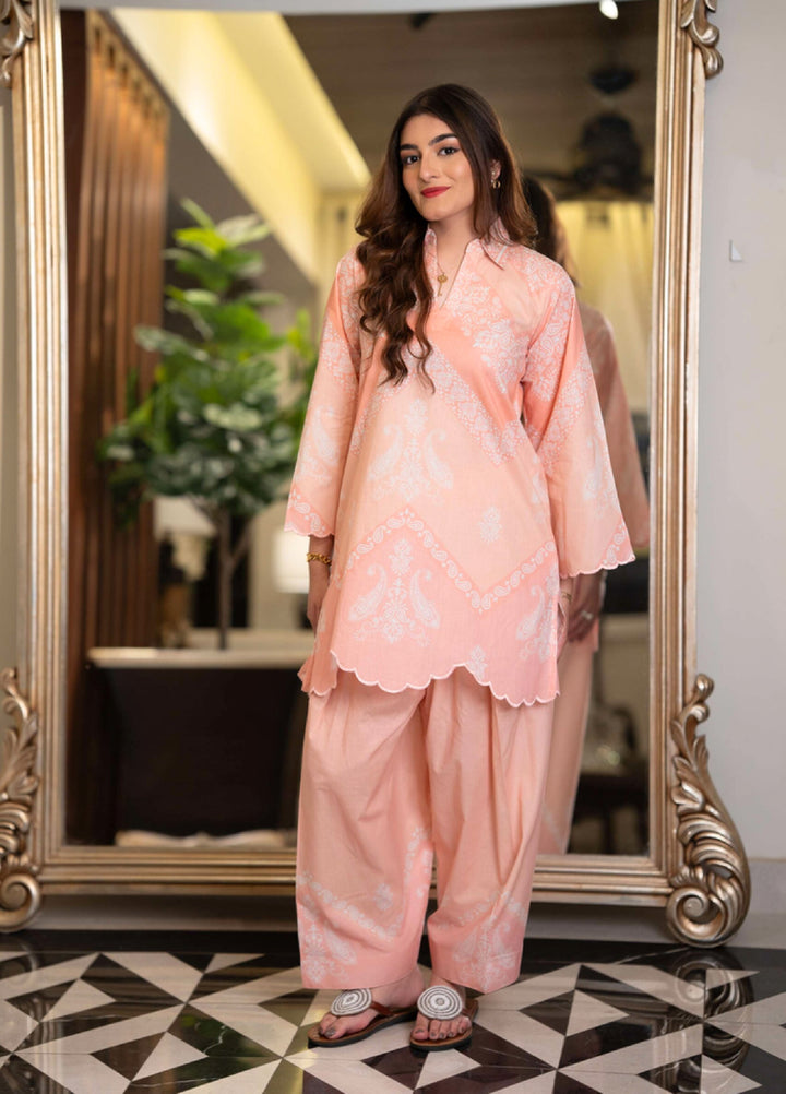 Raniahs by Laaleh RTW Printed Cotton Lawn 2 Piece Suit LAH26PR Capri Peach - Casual Collection