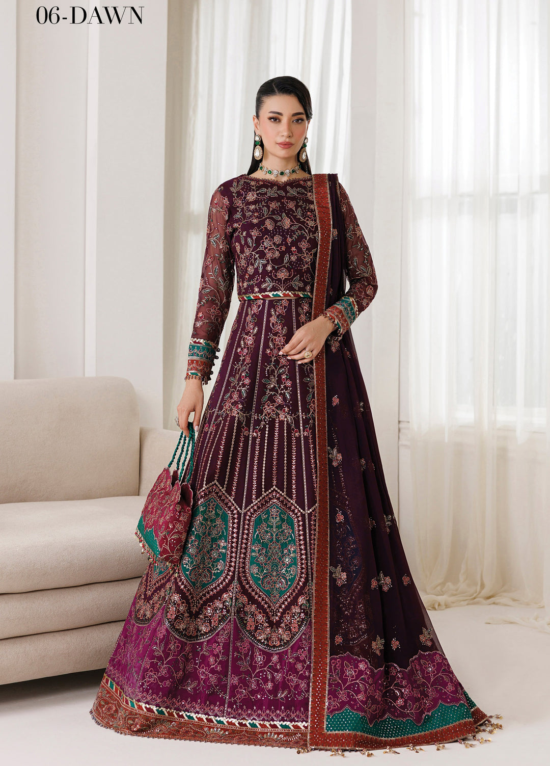 La Ruhe By Alizeh Fashion Unstitched Embroidered Chiffon 3 Piece Suit AF26URW AF-CH-2267-DAWN - Wedding Collection