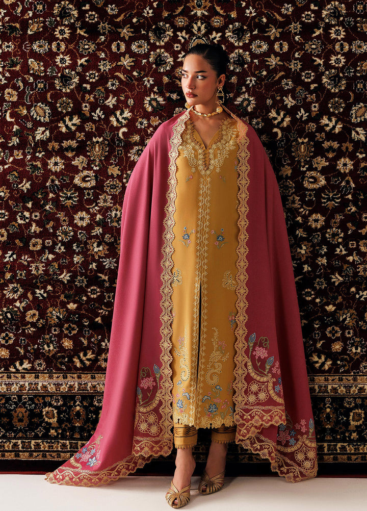 Q line by Qalamkar Unstitched Embroidered Slub Linen 3 Piece Suit QLK26UQL Nyra QLW-06 - Winter Collection