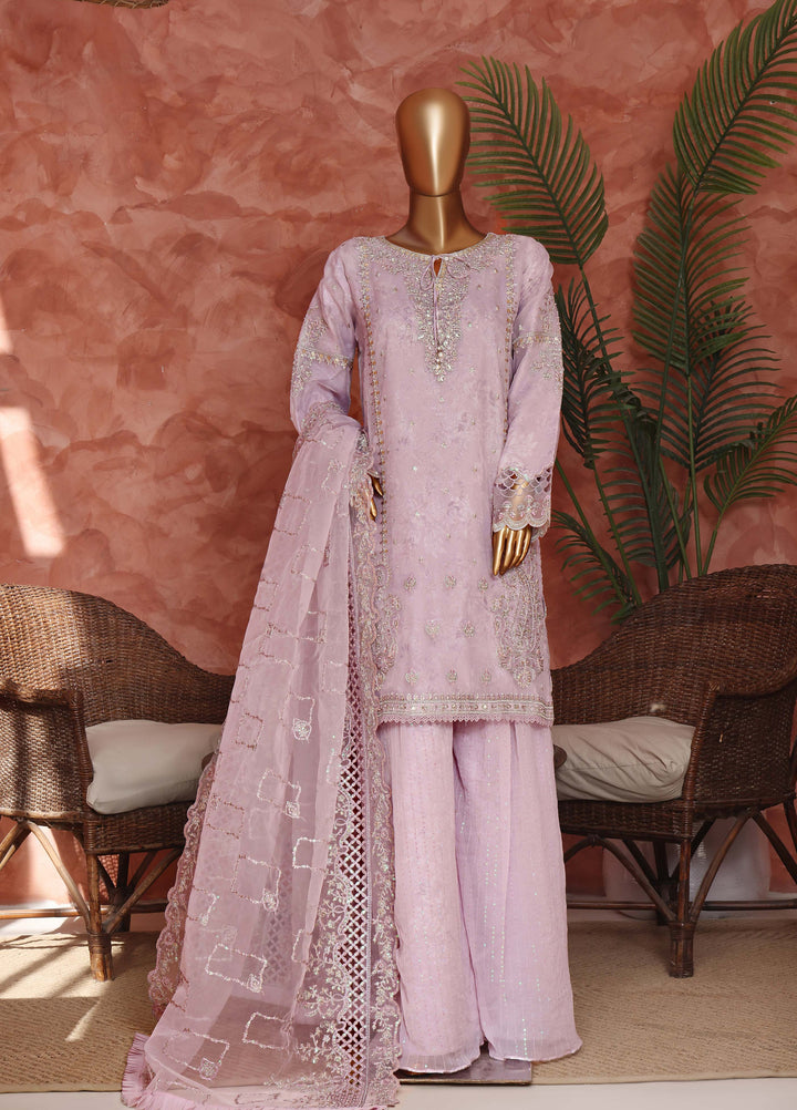 Shaahkaar by HZ Textiles RTW Embroidered Organza 3 Piece Suit HZ26PSO HZK-242 Purple - Festive Collection