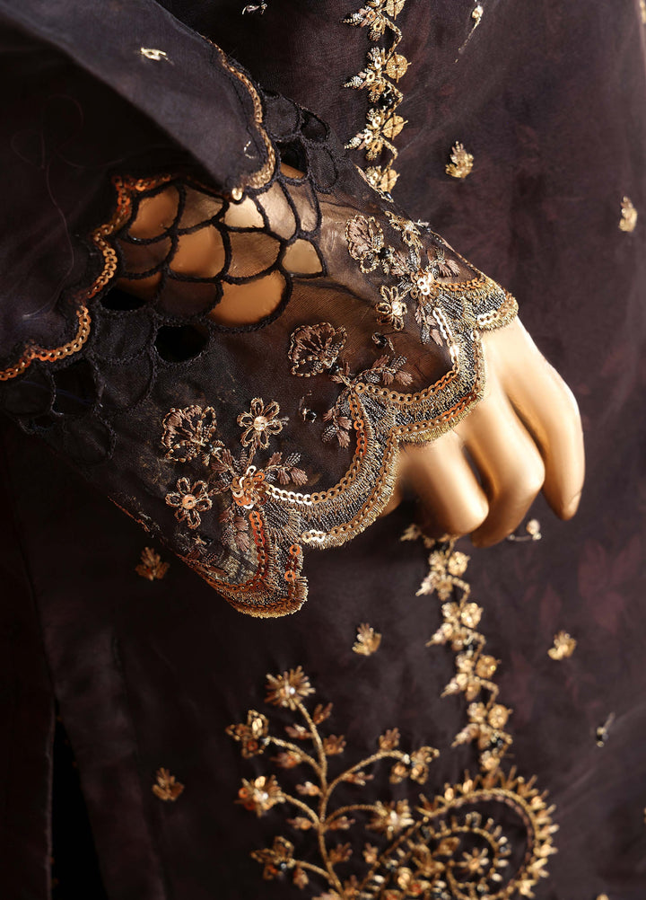 Shaahkaar by HZ Textiles RTW Embroidered Organza 3 Piece Suit HZ26PSO HZK-242 Black - Festive Collection