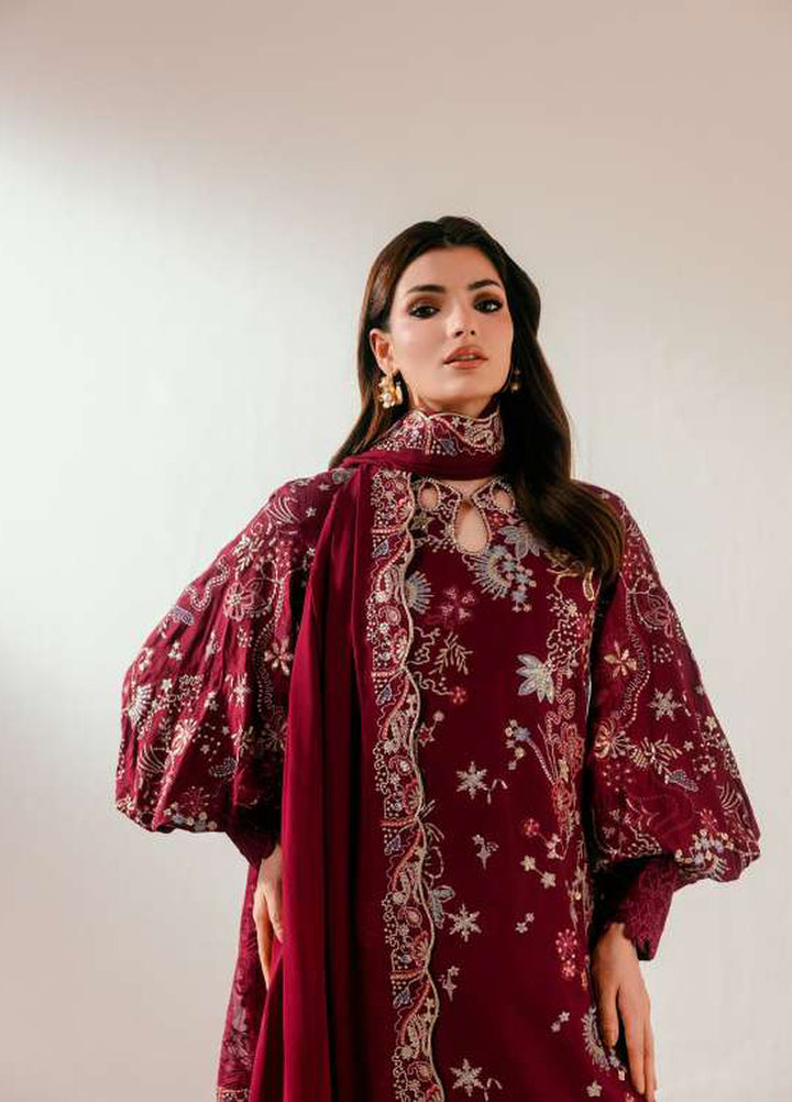 Luxe Silk by Florent Unstitched Embroidered Raw Silk 3 Piece Suit FL26ULS Elan - Festive Collection