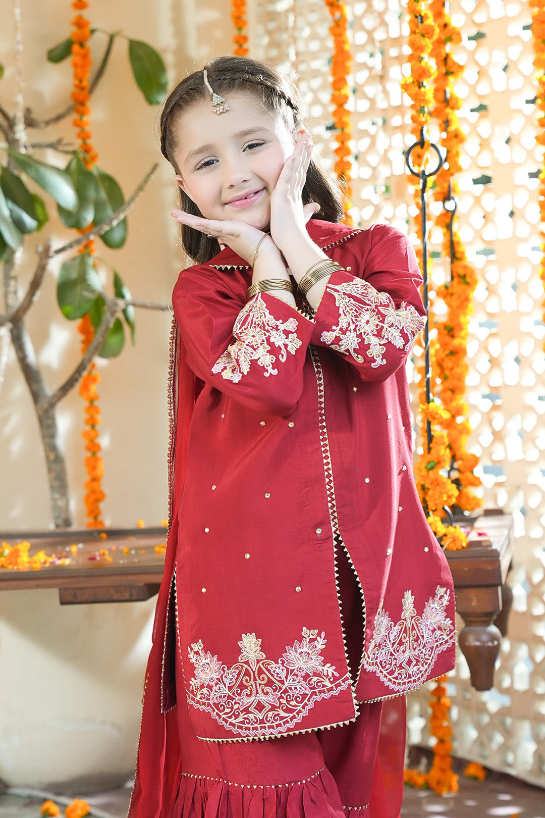 Noore Eid by Panache Girls RTW Embroidered Silk 3 Piece Suit Lumi - Eid Collection