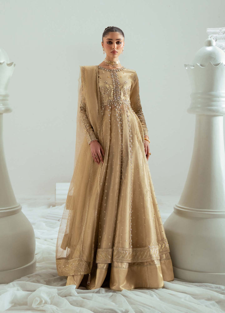 Elyse by Zariya Unstitched Embroidered Net 3 Piece Suit ZA26UEW Aurelia Gold ZSU-6307 - Wedding Collection